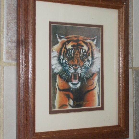 Vintage "Tiger" print of original pastel, copyright 1982 by Elke Stinnett - Picture 2 of 4